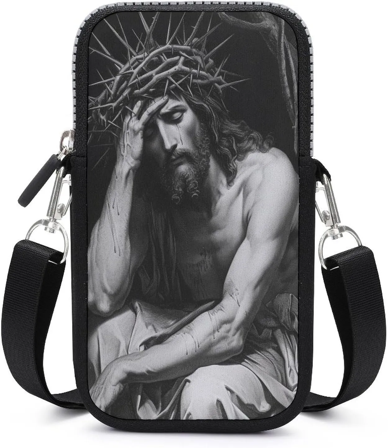 Jesus Christ on The Cross Crossbody Mobile Phone Bag Smartphone Bag With Adjustable Strap