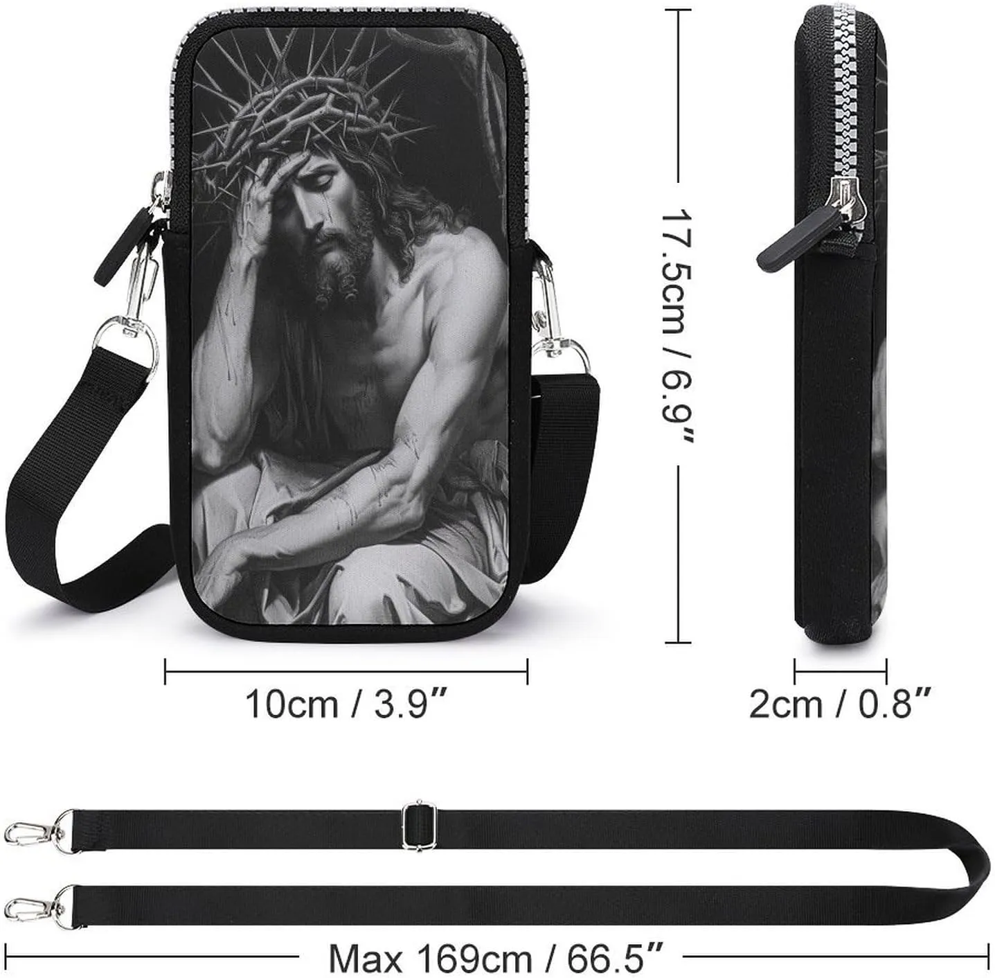 Jesus Christ on The Cross Crossbody Mobile Phone Bag Smartphone Bag With Adjustable Strap