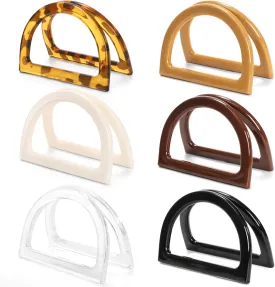 Jucoan 12 Pack D Shape Purse Handles, 6 Colored Handbag Handles Replacement for Handmade Crochet Bag Summer Beach Straw Bag DIY Supplies