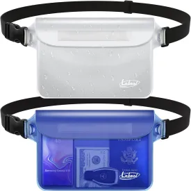 Labeol Waterproof Fanny Pack, 2 PCS Waterproof Pouch with Waist Strap, Fanny Pack to Keep Phone and Valuables Dry for Swimming Kayaking Boating Snorkeling