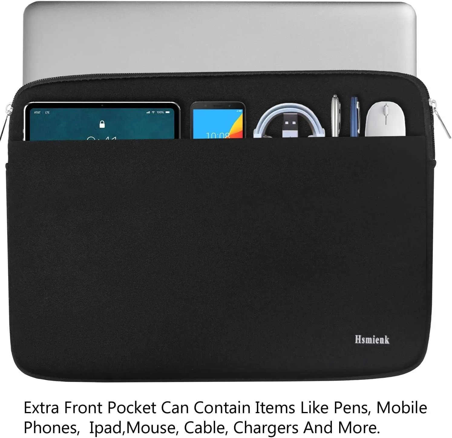 Laptop Case Sleeve 15.6 inch, Shockproof Protective Notebook Case with Accessory Pocket, Briefcase Carrying Laptop Cover for 15.6" HP, ASUS, Dell, Lenovo, Acer, Black