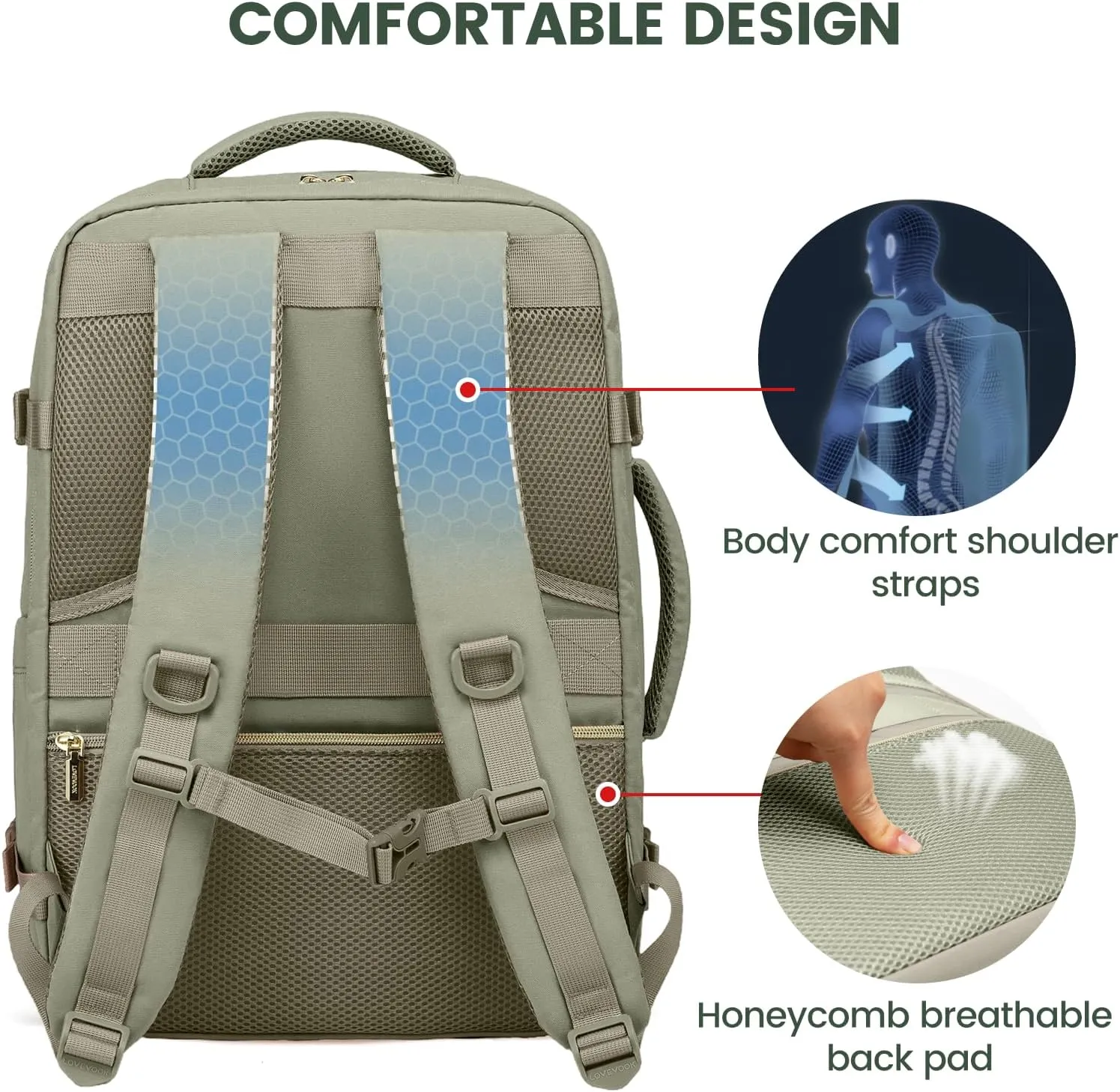 LOVEVOOK Travel Backpack For Women,40L Carry On Backpack Flight Approved,TSA Personal Item Travel Bag Fits 17 Inch Laptop,Business Weekender Overnight Daypack with Toiletry Bag and Cubes