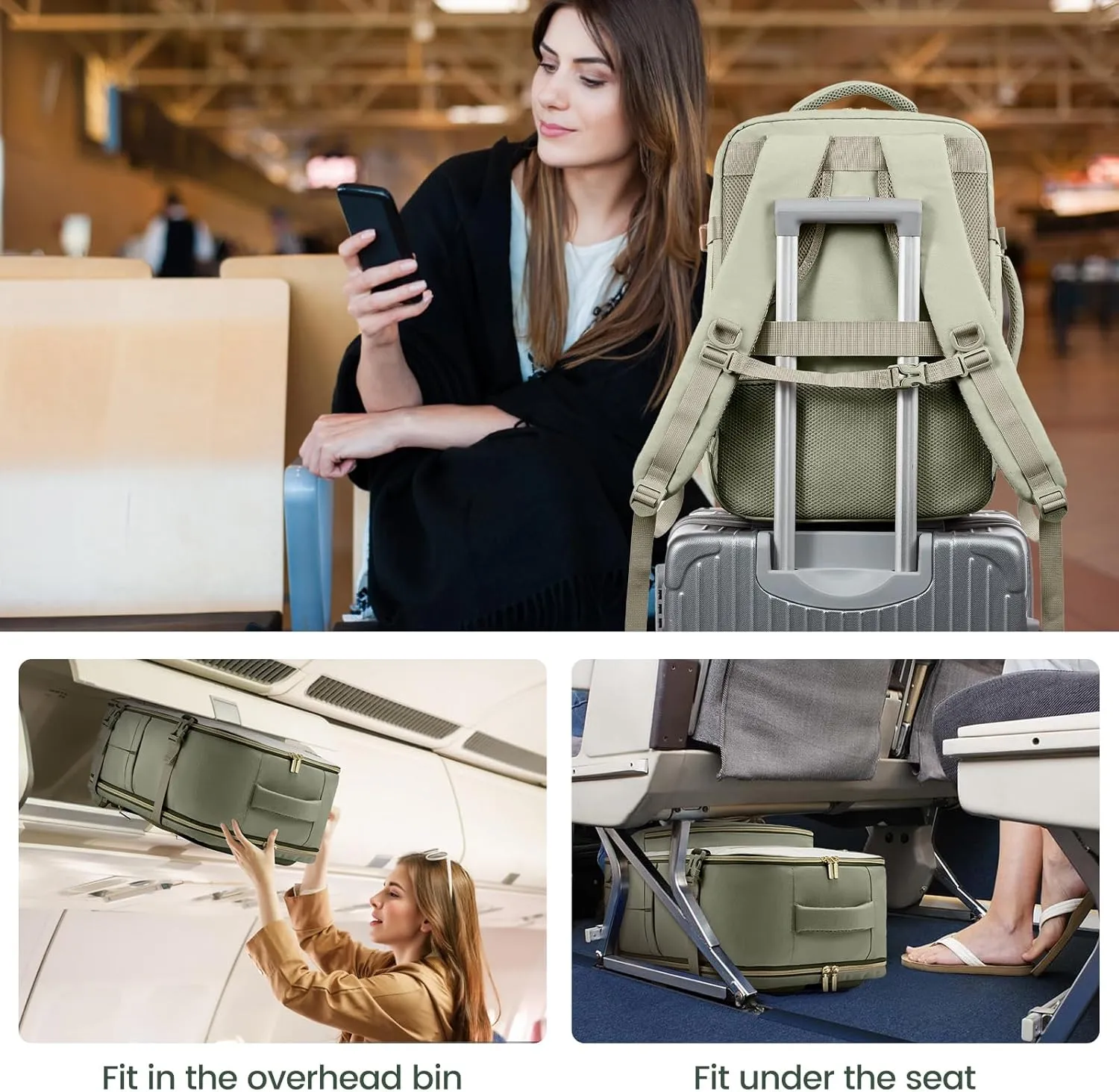 LOVEVOOK Travel Backpack For Women,40L Carry On Backpack Flight Approved,TSA Personal Item Travel Bag Fits 17 Inch Laptop,Business Weekender Overnight Daypack with Toiletry Bag and Cubes