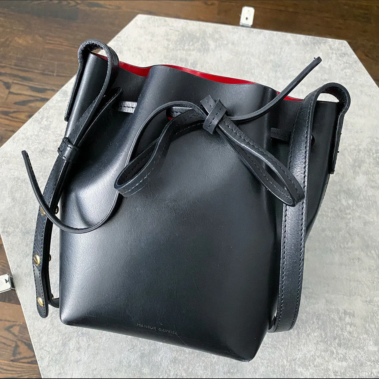 Mansur Gavriel Mini Mini Black Bucket Bag