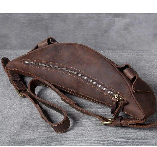 Mens Leather Crossbody Bag with Adjustable Belt