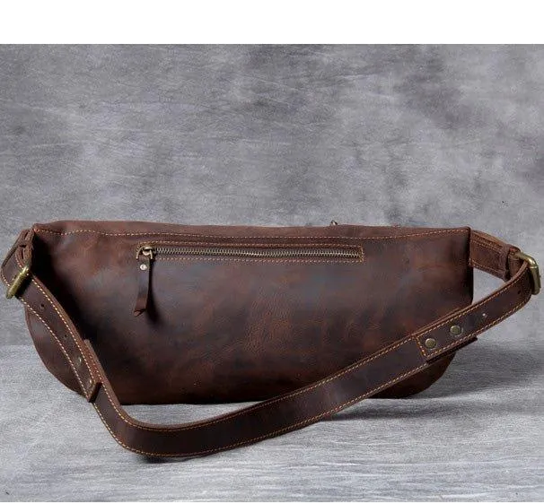 Mens Leather Crossbody Bag with Adjustable Belt