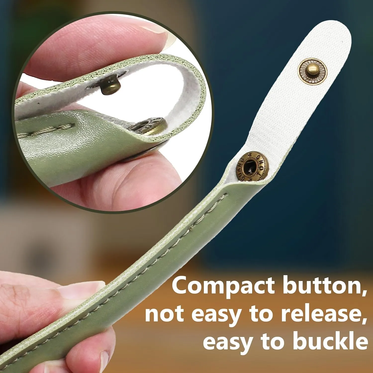 Murtenze 2PCS Leather Purse Handles, 0.5'' Wide 15.7" Length Matcha Green PU Leather Purses Straps with Button for Handbag DIY Making Accessories, Leather Handles for Bags Handles