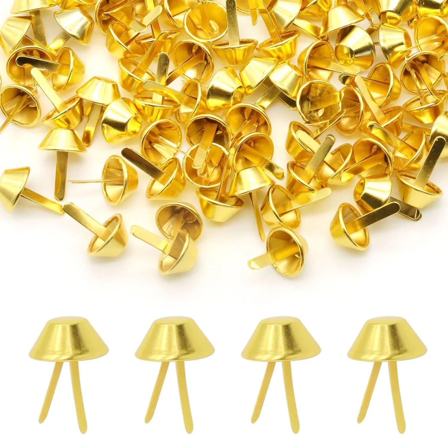 Nailhead Spike,50 Pcs Purse Handbag Cone Feet Nailhead Stud 2 Prong Metal Flat Brad Nailhead Studs for Clothing Bag Leather Shoes Punk Rock Jewelry Craft (15mm)