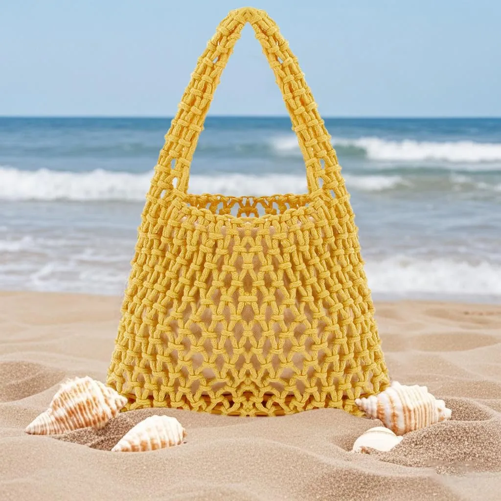 Naimo Straw Beach Bag Large Woven Rattan Shoulder Bag Fishing Net Handbag Cotton Rope Tote Summer Crochet Hobo Bag
