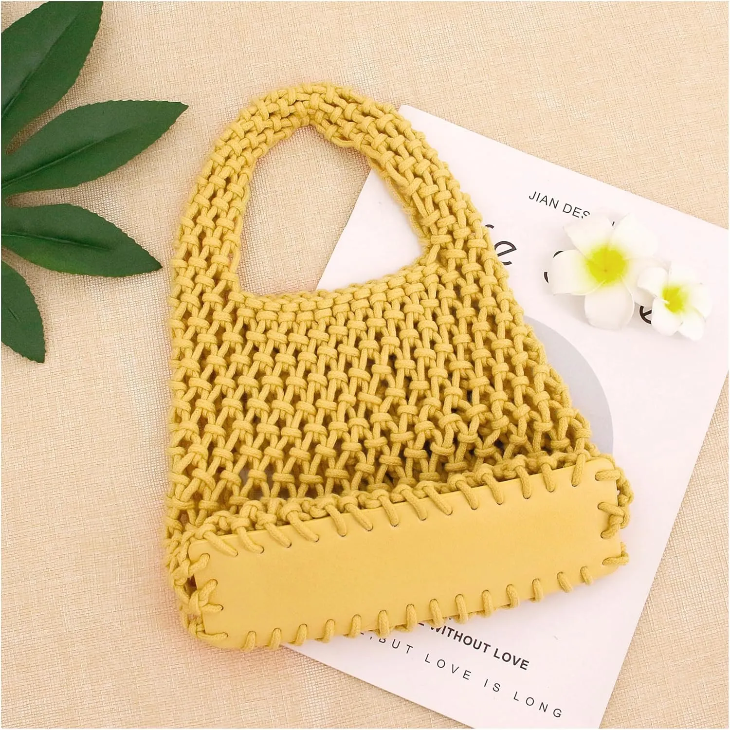 Naimo Straw Beach Bag Large Woven Rattan Shoulder Bag Fishing Net Handbag Cotton Rope Tote Summer Crochet Hobo Bag