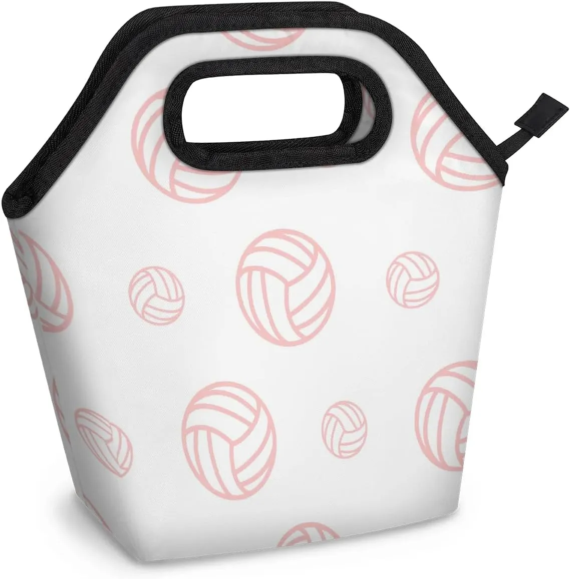 Neoprene Lunch Bags Volleyball Pink Line Lunch Tote Bag with Zipper Insulated Lunchbox Handbag for Women Reusable Lunch Box Cooler Bag Waterproof Lunch Sack Bag for Work Picnic