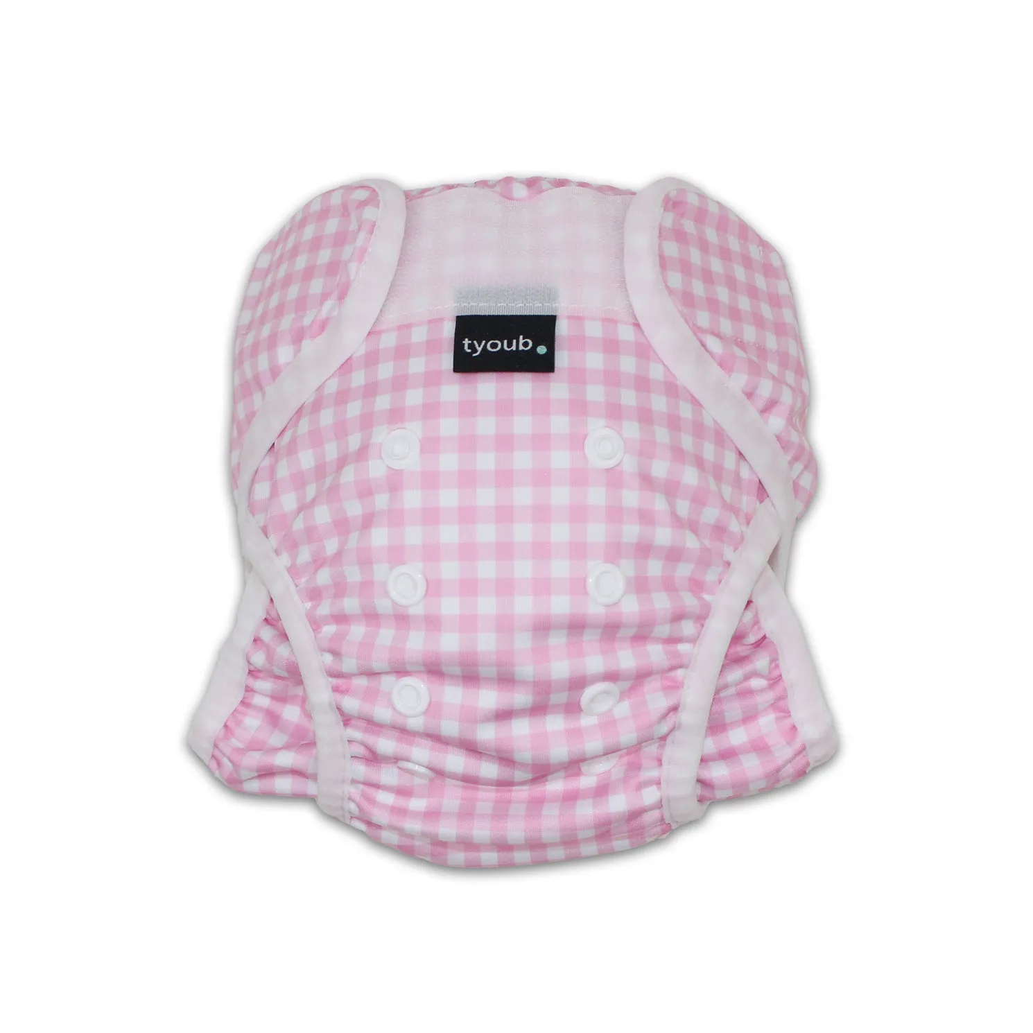 On The Go - Gift Set, Reusable Swim Nappy, Wet Bag and Baby Bib - Pink Check