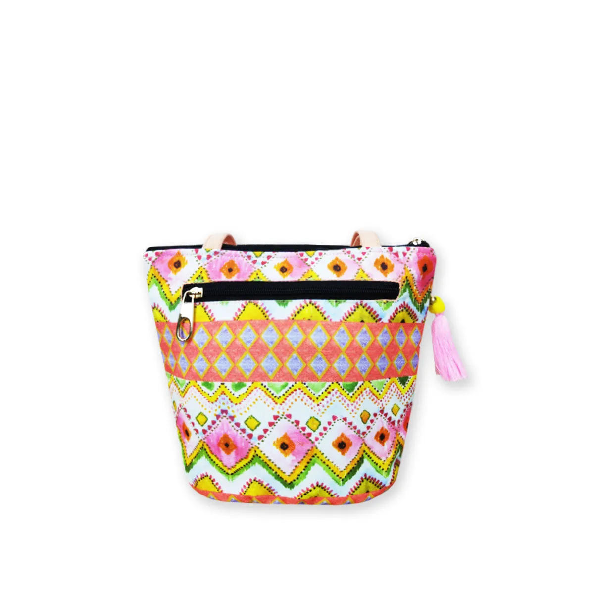 Peach Ikkat Bucket Bag