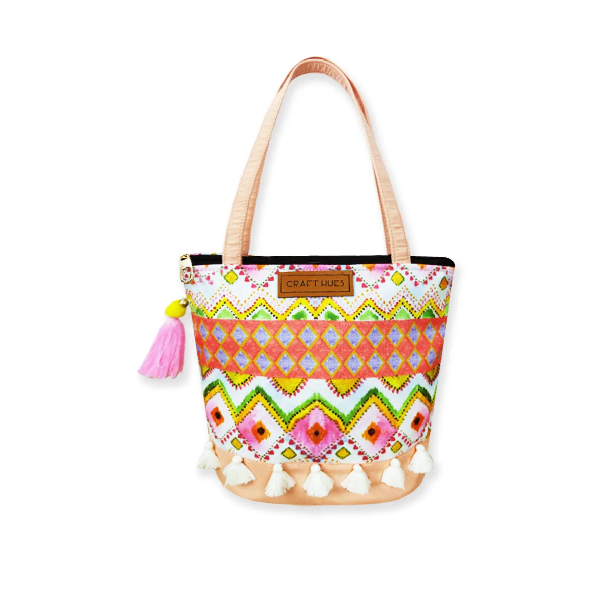Peach Ikkat Bucket Bag