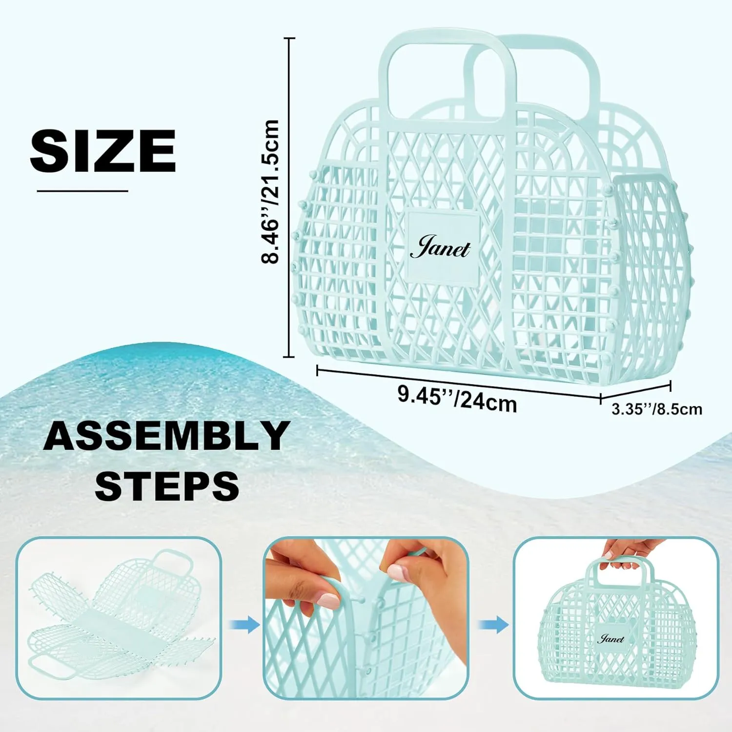 Personalized Jelly Bag - Reusable Beach Tote Bag,Plastic Jelly Purse,Handbag Gifts for Women,Girls,Kids