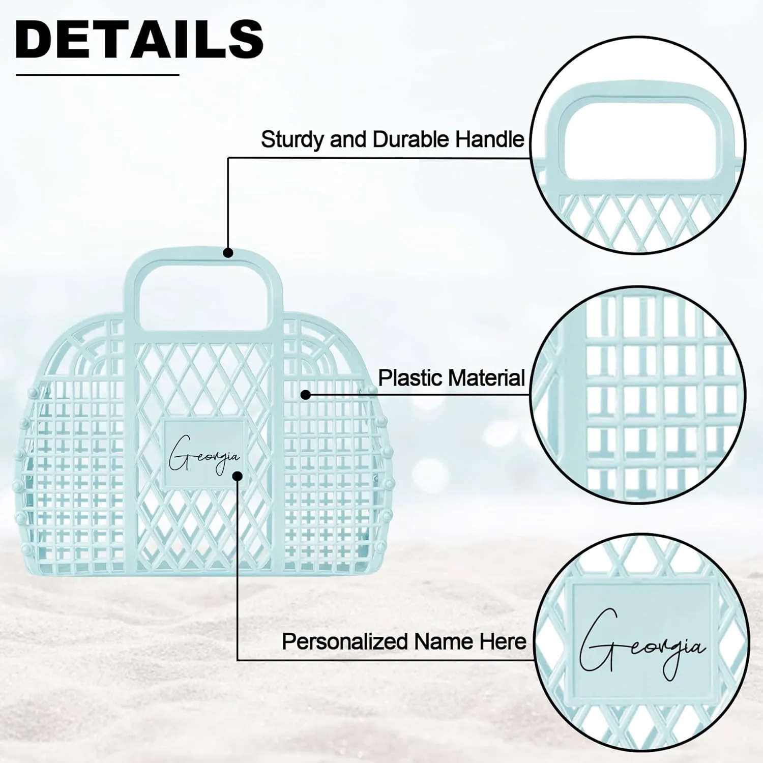 Personalized Jelly Bag - Reusable Beach Tote Bag,Plastic Jelly Purse,Handbag Gifts for Women,Girls,Kids