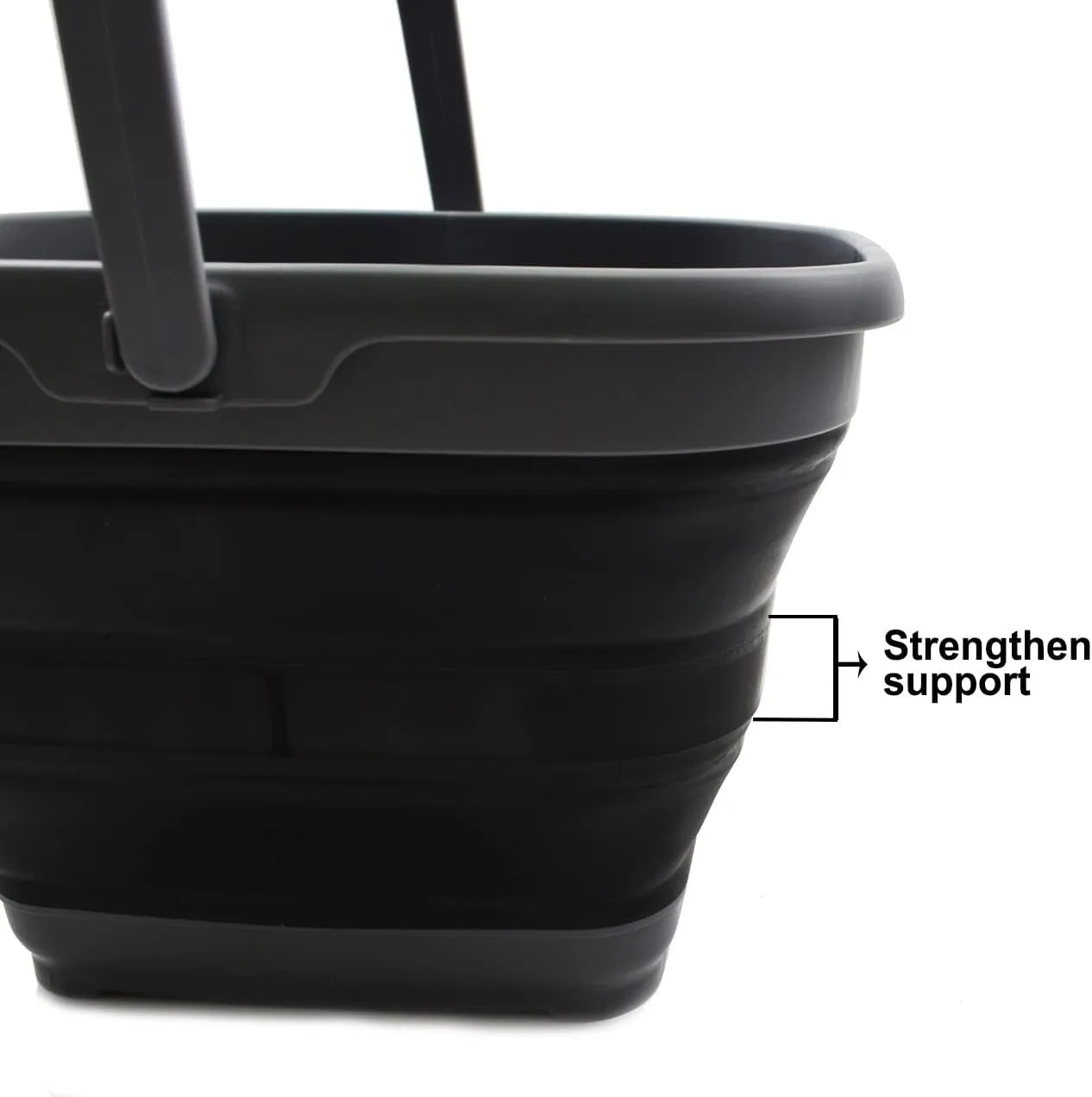 SAMMART 10L (2.6 Gallon) Collapsible Rectangular Handy Bucket (Grey/Black, 1)