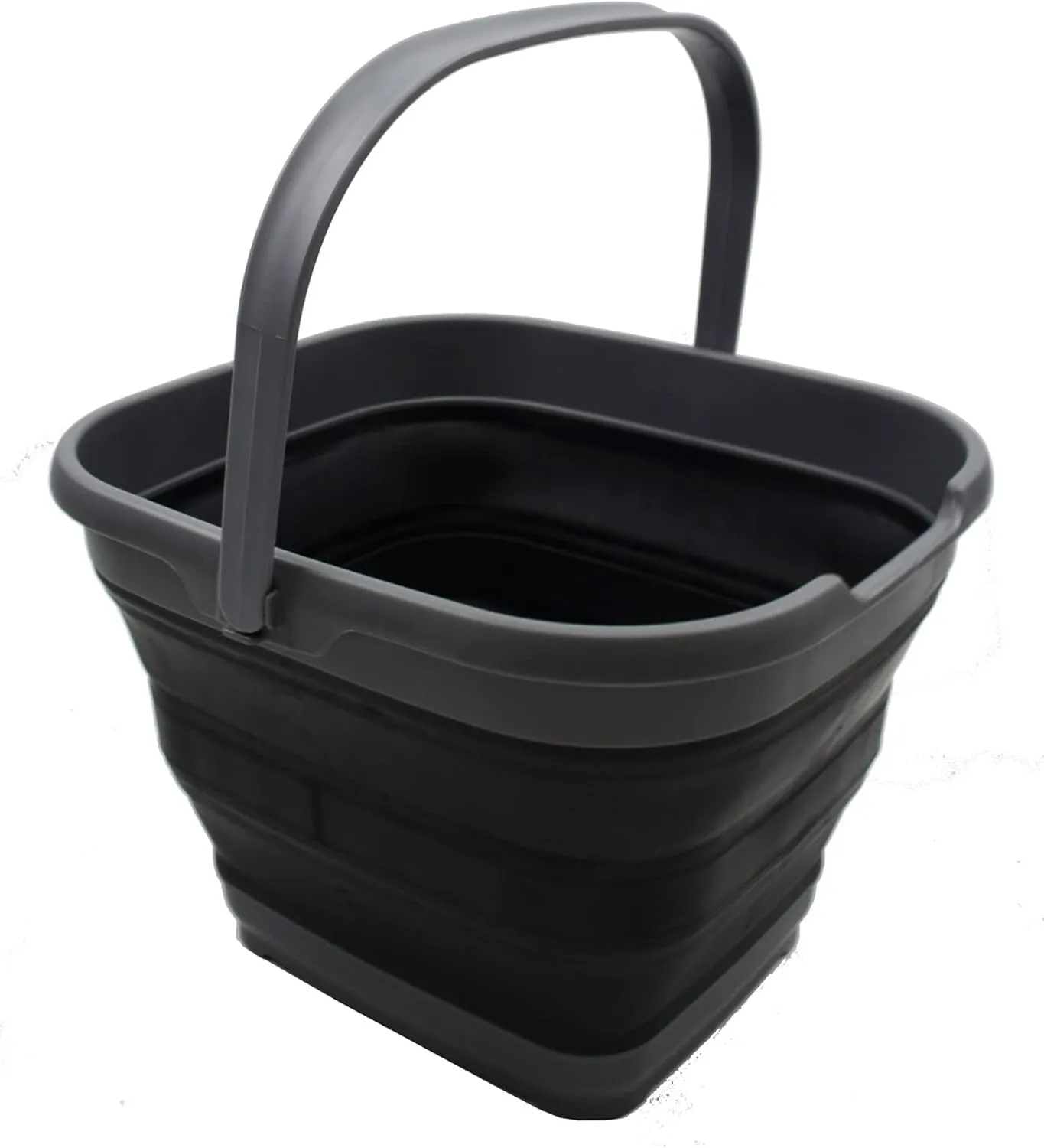 SAMMART 10L (2.6 Gallon) Collapsible Rectangular Handy Bucket (Grey/Black, 1)