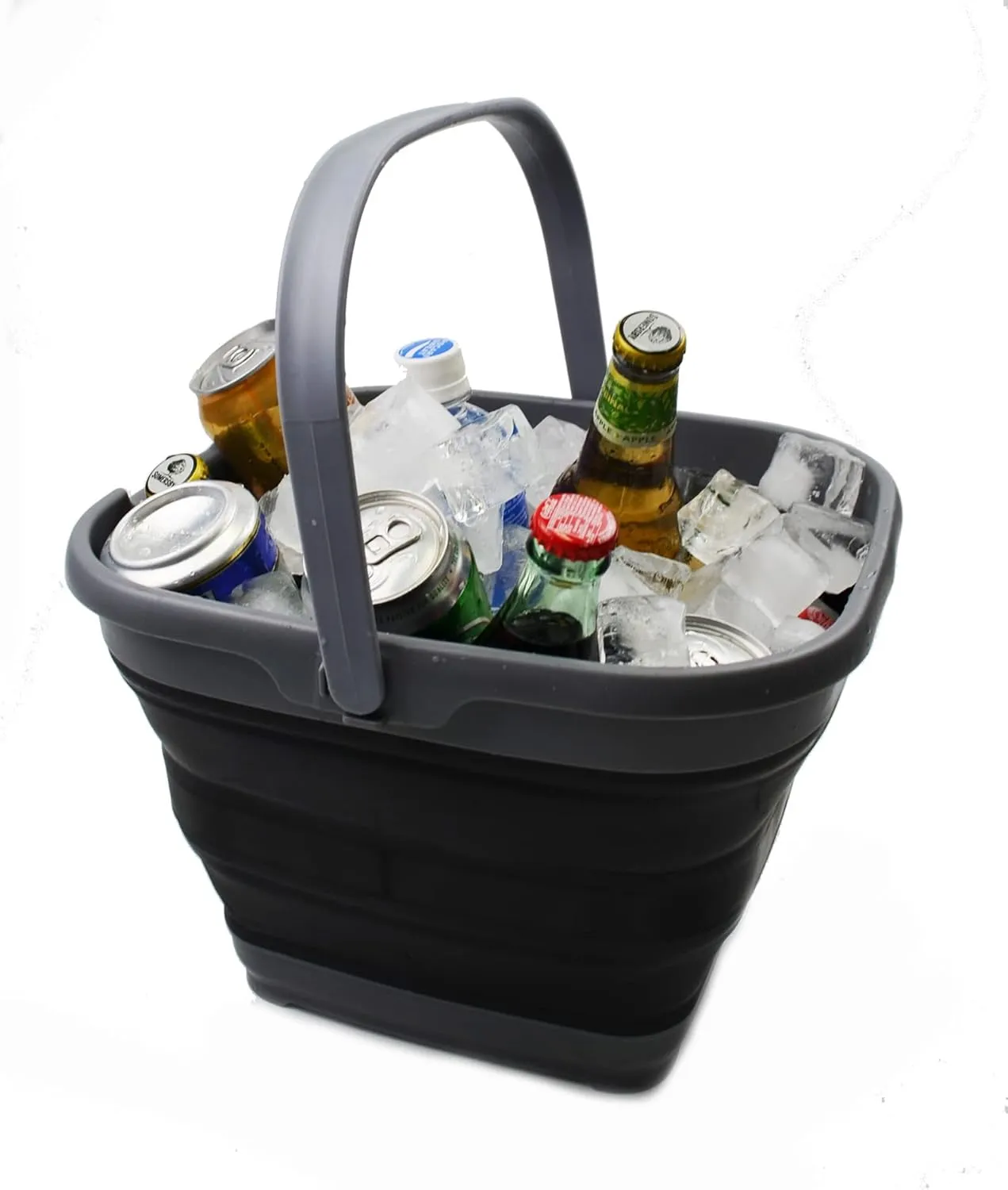 SAMMART 10L (2.6 Gallon) Collapsible Rectangular Handy Bucket (Grey/Black, 1)