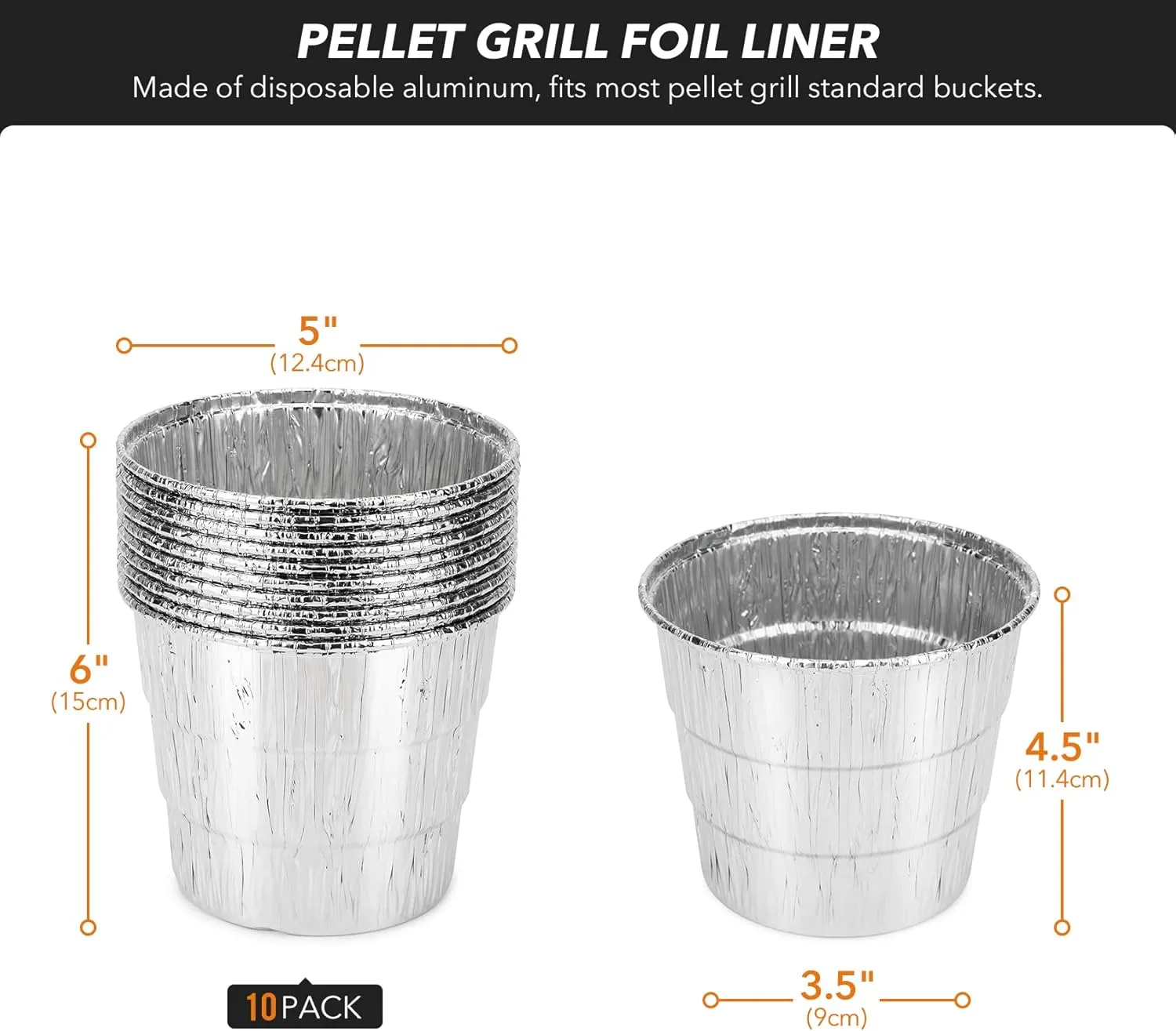 Stanbroil Grill Grease Bucket Replacement with 10-Pack Bucket Liners for Traeger 20/22/34 Series, Pit Boss, Camp Chef, Louisiana, etc Pellet Grill/Smoker, Silver