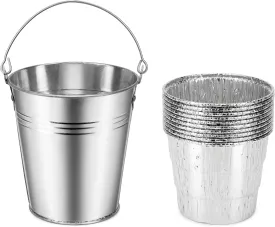 Stanbroil Grill Grease Bucket Replacement with 10-Pack Bucket Liners for Traeger 20/22/34 Series, Pit Boss, Camp Chef, Louisiana, etc Pellet Grill/Smoker, Silver