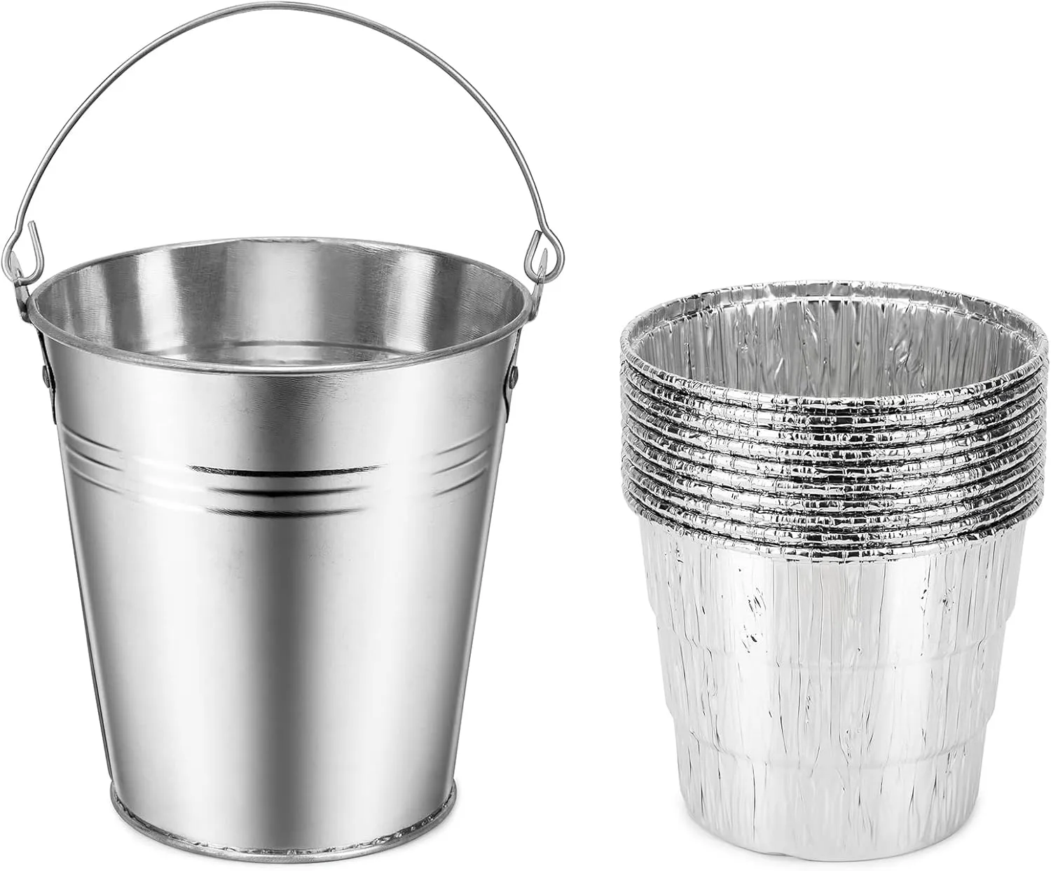 Stanbroil Grill Grease Bucket Replacement with 10-Pack Bucket Liners for Traeger 20/22/34 Series, Pit Boss, Camp Chef, Louisiana, etc Pellet Grill/Smoker, Silver