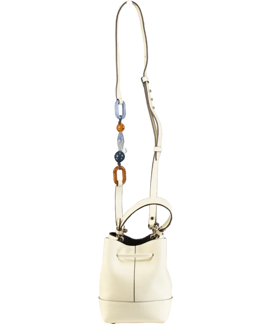 Strathberry White Luxury Leather Ltd Edition Vanilla Lana Osette Bucket Bag With Top Handle And Shoulder Strap