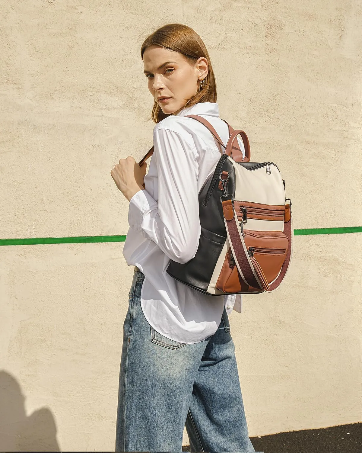 Telena Womens Backpack Purse Vegan Leather Large Travel College Shoulder Bag with Tassel