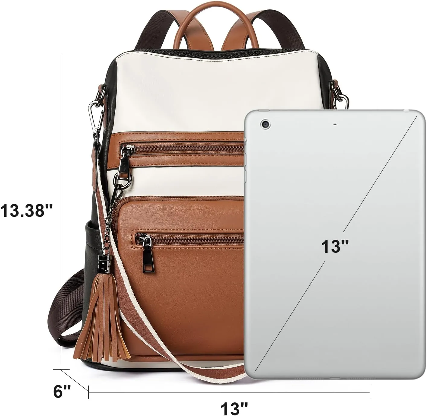 Telena Womens Backpack Purse Vegan Leather Large Travel College Shoulder Bag with Tassel