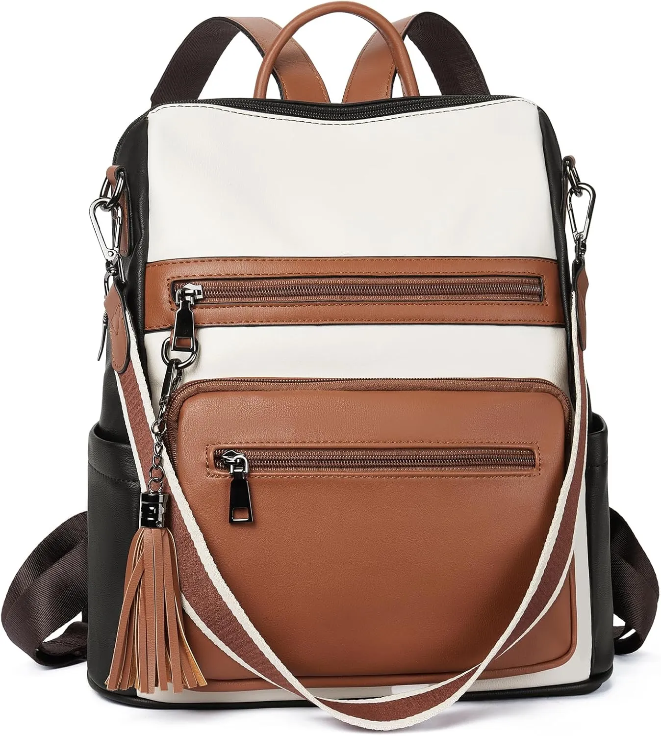 Telena Womens Backpack Purse Vegan Leather Large Travel College Shoulder Bag with Tassel
