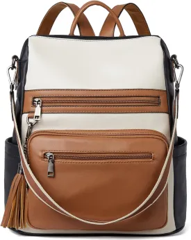Telena Womens Backpack Purse Vegan Leather Large Travel College Shoulder Bag with Tassel