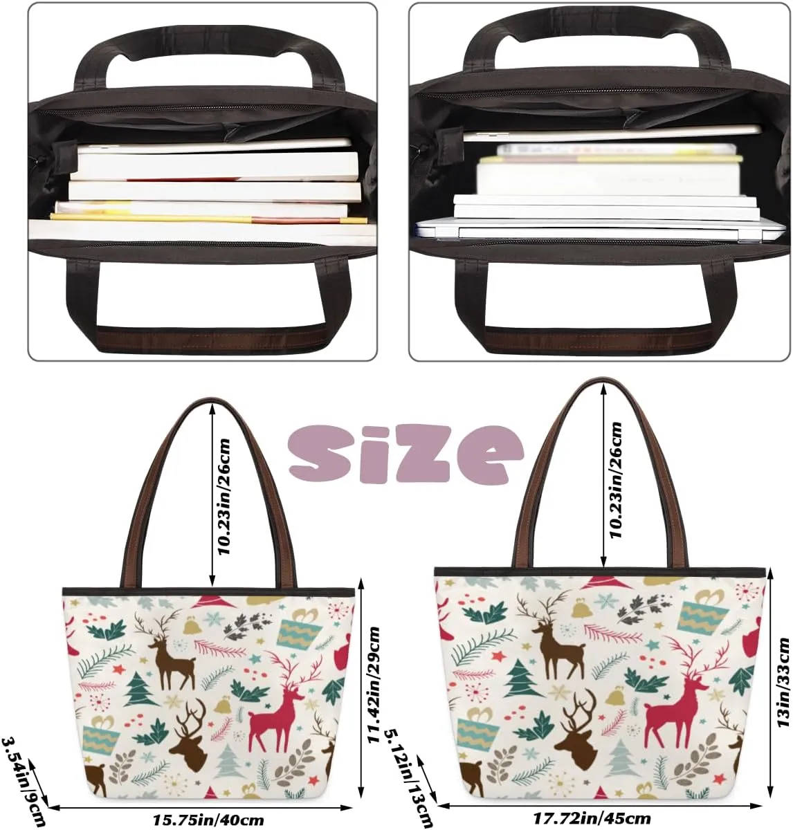 Tote Bag for Women with Zipper Large Capacity Top Handle Casual Shoulder Bag Handbag Reusable Shopping
