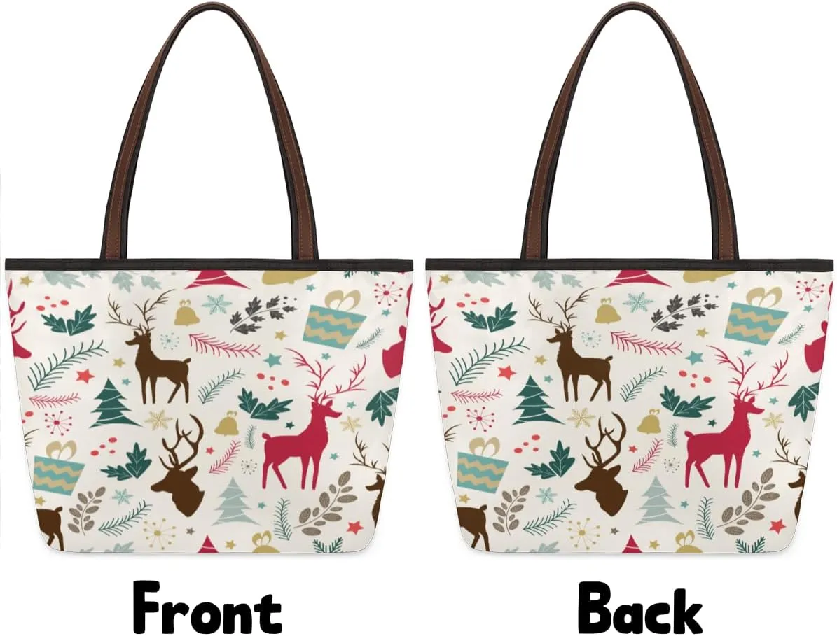 Tote Bag for Women with Zipper Large Capacity Top Handle Casual Shoulder Bag Handbag Reusable Shopping