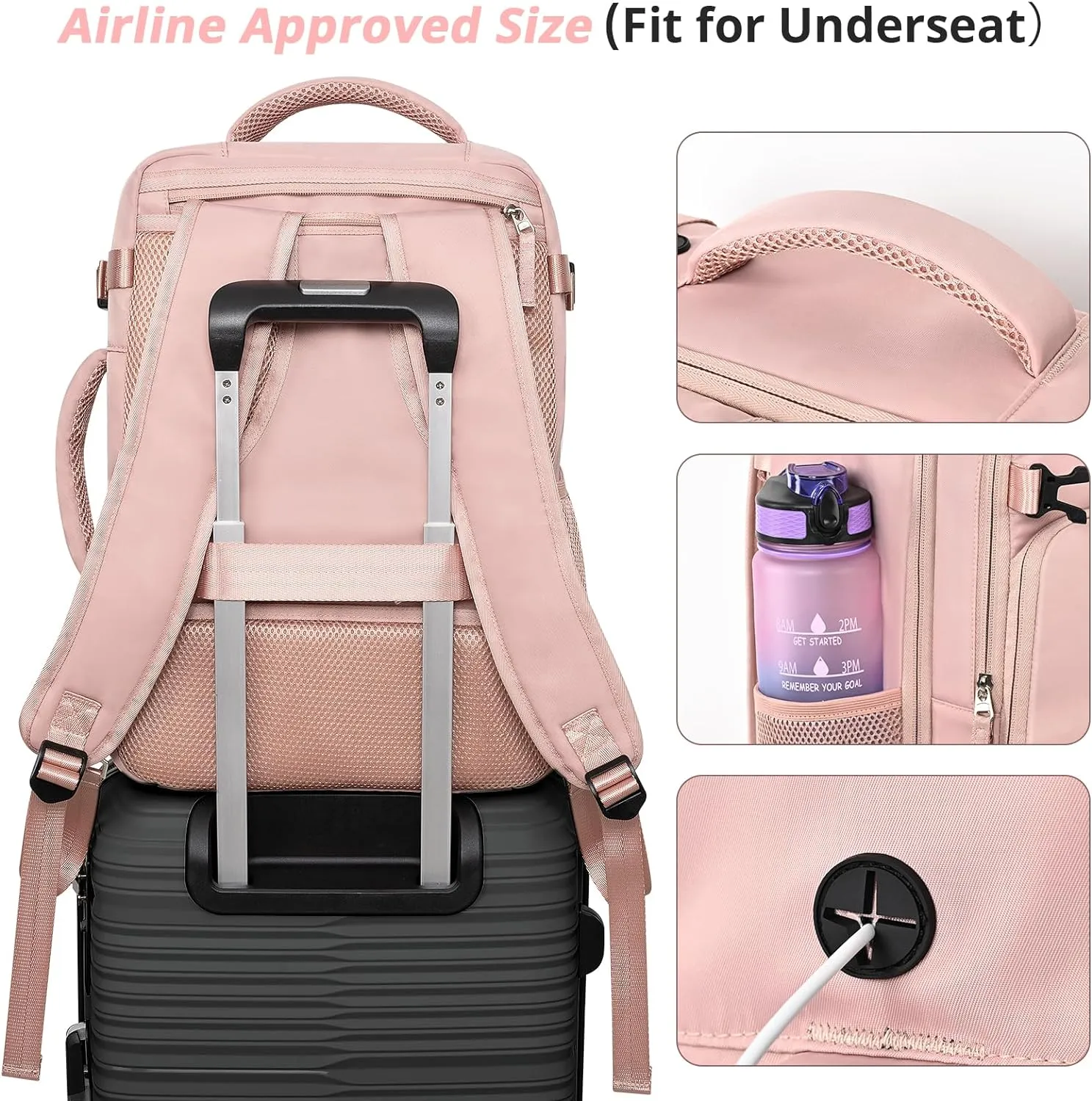 Travel Backpack for Women Men,Travel Laptop Backpack w/USB Charging Port, Waterproof Travel Backpack Carry On Flight Approved,Weekender Business Hiking Bag,Laptop Backpack 15.6 inch