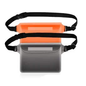 Unisex Waterproof Protective Cover Outdoor Swimming Drift Bag Waist Bag Touch Screen Adjustable Waist Belt 1014 (Color : Orange black, Size : One size)