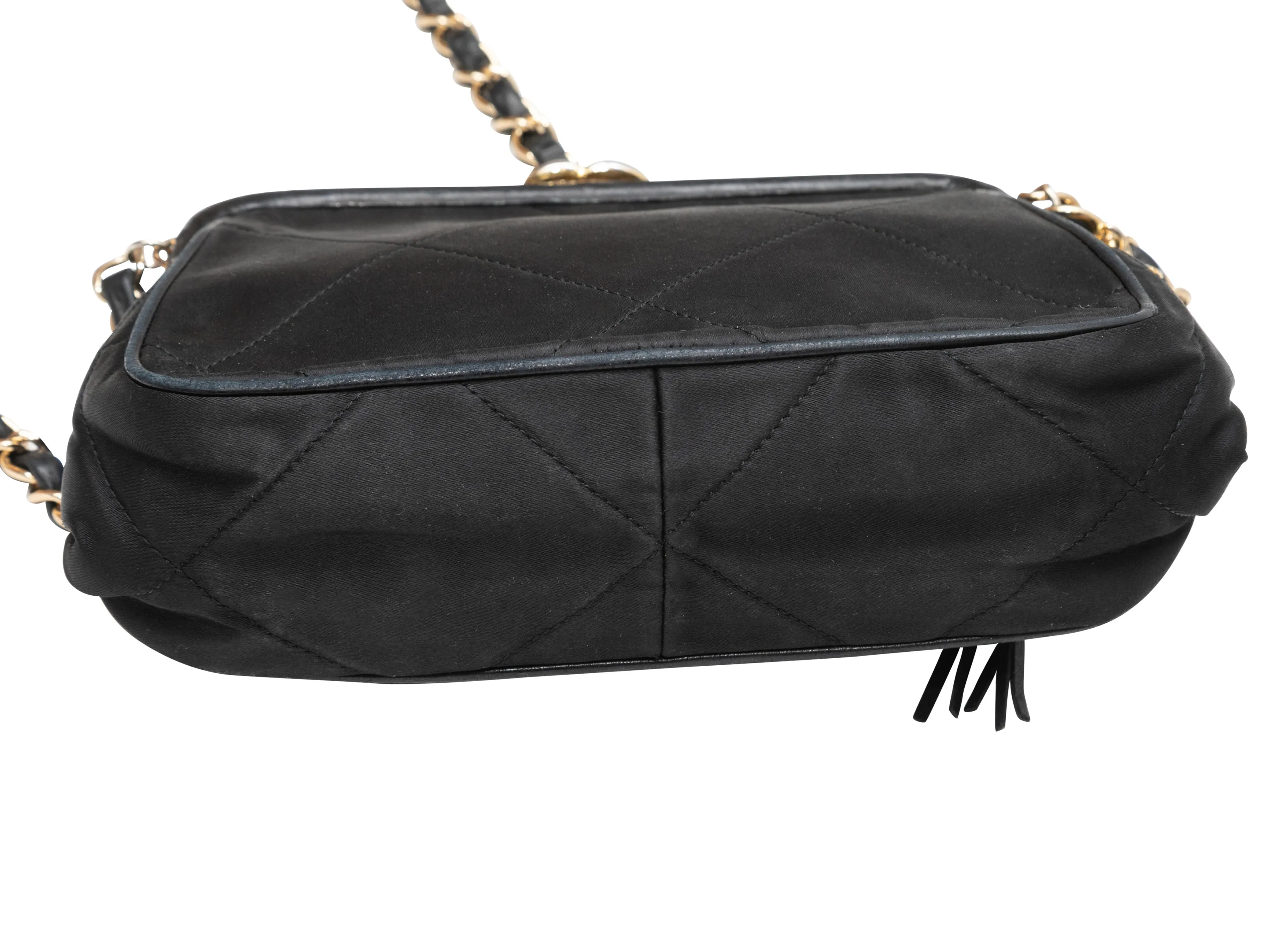 Vintage Black Chanel Silk Top Frame Evening Bag