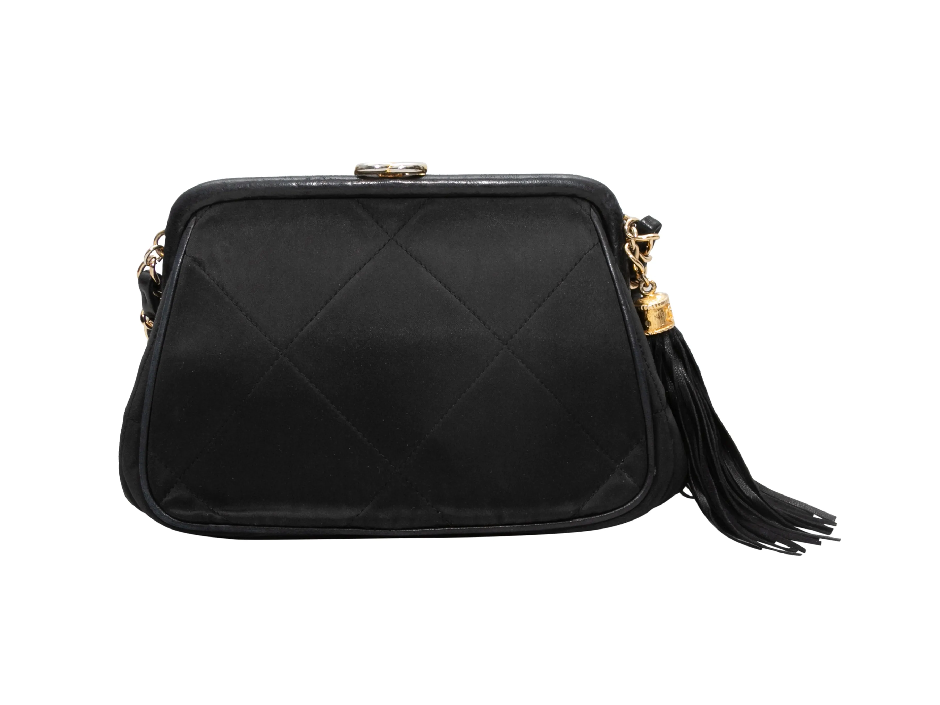 Vintage Black Chanel Silk Top Frame Evening Bag