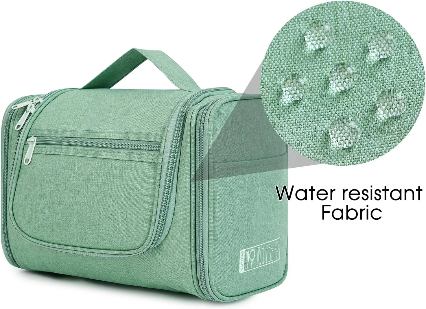 WANDF Large Hanging Toiletry Bag Travel Cosmetic Makeup Organizer Water-Resistant Shower Bathroom Bag for Women and Men (Green)