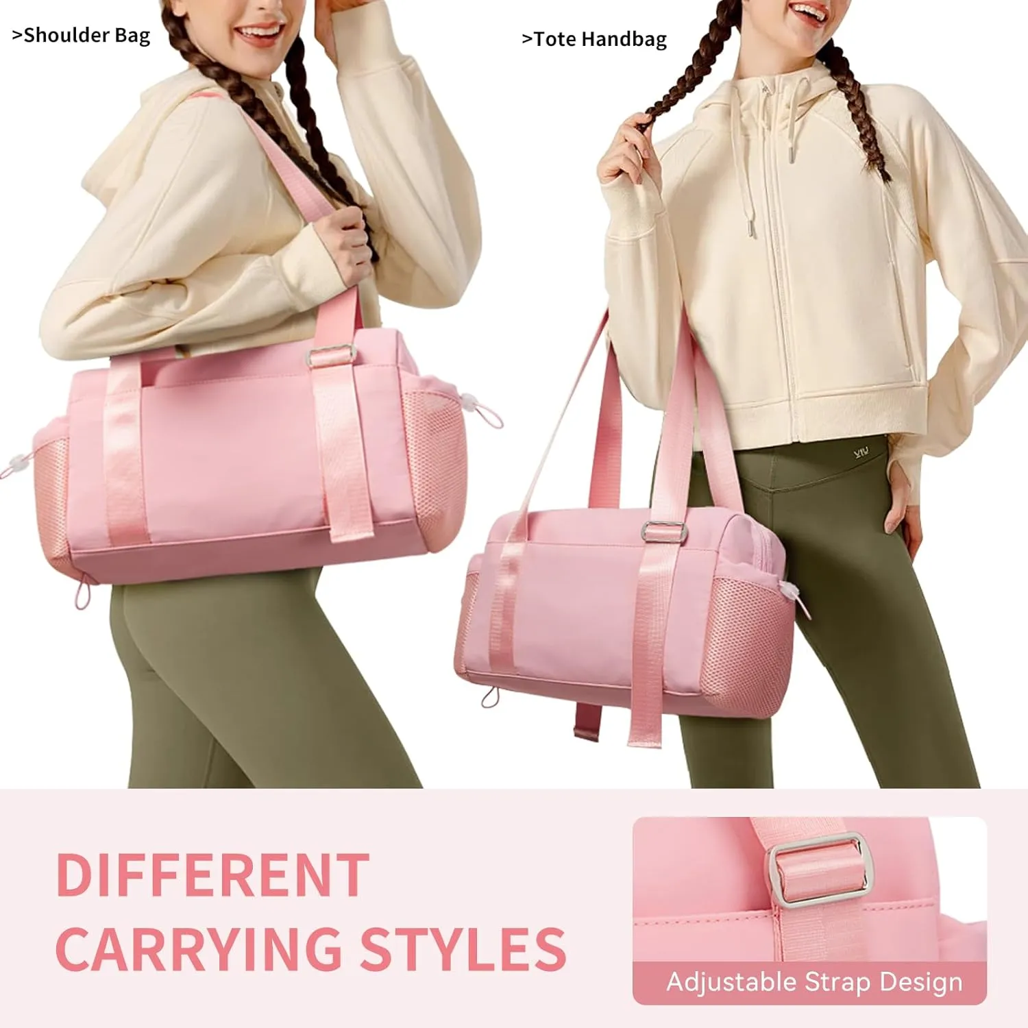 WLLWOO Small Gym Bag for Women with Wet Pocket, Mini Travel Duffle Tote Bag, Lightweight Workout Sports Bag for Dance Yoga Weekends