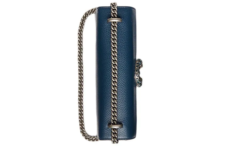 (WMNS) GUCCI Dinoysus Tiger Head Leather Chain Shoulder Messenger Bag Small Navy Blue Classic