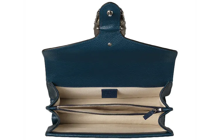 (WMNS) GUCCI Dinoysus Tiger Head Leather Chain Shoulder Messenger Bag Small Navy Blue Classic