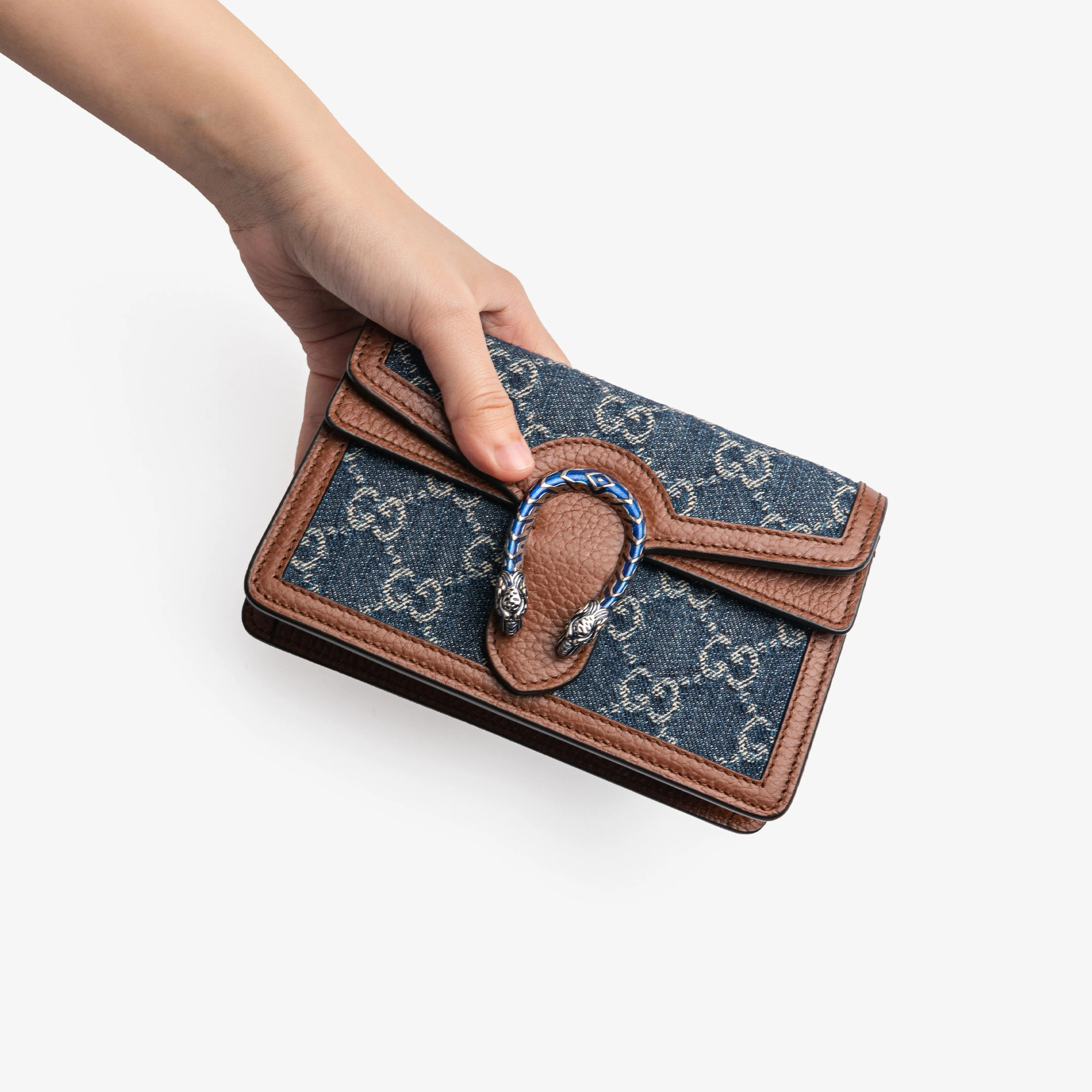 (WMNS) GUCCI Dionysus Logo Denim Messenger Bag Gray Blue / Brown Retro 476432-2KQFN-4483