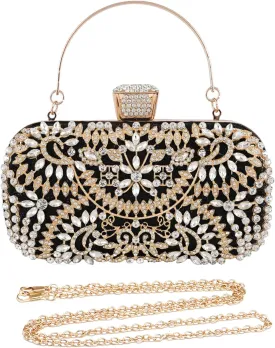Womens Rhinestone Evening Bag Sparkly Sequin Glitter Handbag Crystal Clutch Bag Bridal Wedding Purse Banquet Bag