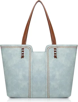 Women's Vegan Leather Tote Purses with Zipper Casual Shoulder Bags Large Capacity Handbags