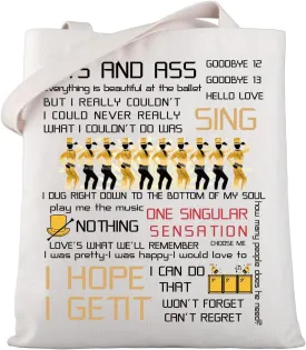 WSNANG Line Musical Tote Bag Line Musical Inspired Gift Chorus Fans Gifts Musical Theater Fans Gift